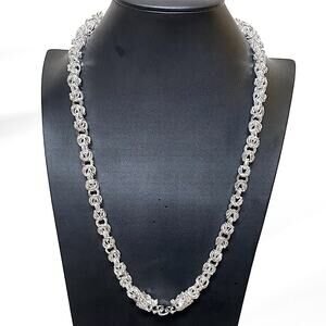 Dragon Viking Sterling Silver Byzantine Chain Link Necklace